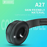 Бездротові Bluetooth навушники Celebrat A27 з мікрофоном та підтримкою картки пам'яті (Чорний), фото 5