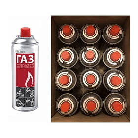 Газовий балон для пальників, газ універсальний всесезонний RECTOR 400 мл УПАКОВКА (12 шт/ящик)