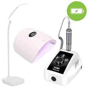 Набір для манікюру: лампа  S60 на 60Вт+ фрезер SG-801 на 50Вт+ настільна лампа 1961 - на акумуляторі, RD-23