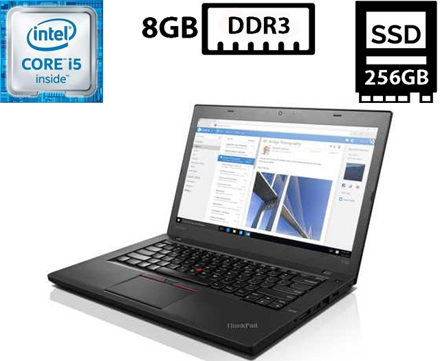 Ноутбук Lenovo ThinkPad T460/14” IPS 1920x1080/Core i5-6300U 2.40GHz/8GB DDR3/SSD 256GB/Intel HD Graphics Камера Б/В
