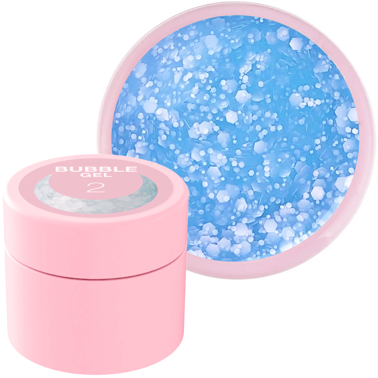 Блискітки конфеті для нігтів LUNA Bubble Gel №02, 5 мл світло-блакитні