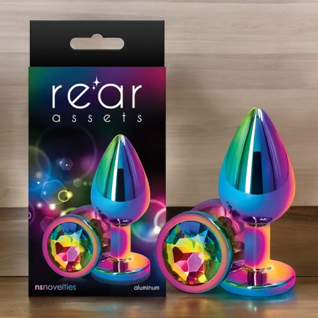 Райдужна анальна пробка Rear Assets "Anal Butt Plug Multicolor" NS Novelties (розмір M)