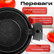 Набір посуду зі сковородою з гранітним покриттям Top Kitchen TK00098 9 предметів для індукційної плити, фото 5