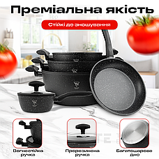 Набір посуду зі сковородою з гранітним покриттям Top Kitchen TK00098 9 предметів для індукційної плити, фото 3