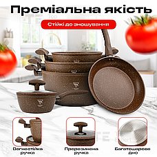 Набір посуду зі сковородою з гранітним покриттям Top Kitchen TK00098 9 предметів для індукційної плити, фото 6