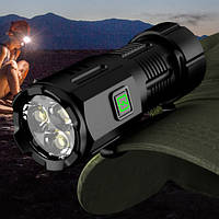 Высокояркий фонарь аккумуляторный надежный ручной фонарик F30 с магнитным креплением и 4 режимами