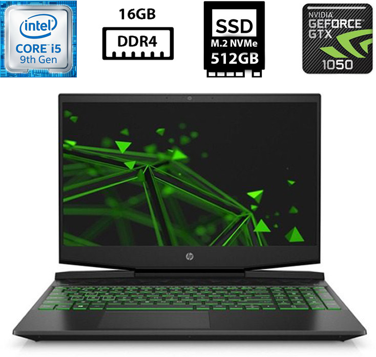 Ноутбук HP Pavilion Gaming 15-dk0068wm/15.6" IPS 1920x1080/Core i5-9300H 2.40GHz/16GB/SSD 512GB NVMe/NVIDIA GTX 1050 3GB Б/В