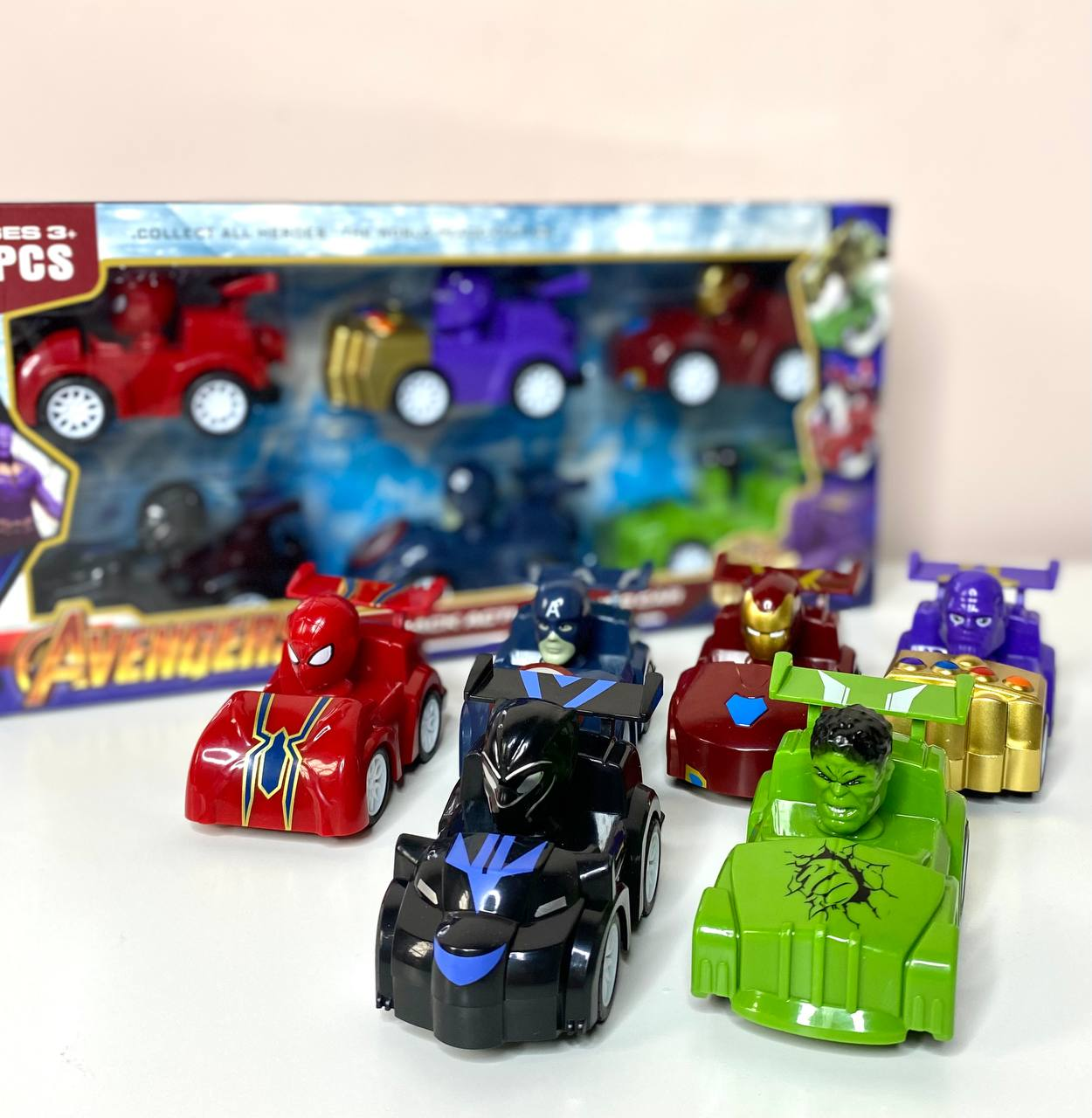 Набір іграшкових інерційних машинок Avengers РВ 13506 6 шт в коробці, фото 1