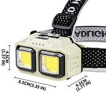 Ліхтар налобний HX-816S-2COB (white+red), Motion Sensor, Waterproof, 1x18650, ЗП Type-C, Box, фото 3
