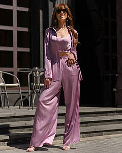 Жіночий костюм з шовку Армані сорочка та штани Бузковий S