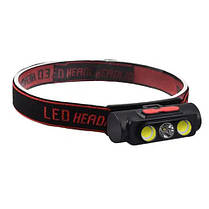 Ліхтар налобний PLD-2119B-XPE+2COB(white+red) 1х18650 ЗУ Type-C Box, фото 3
