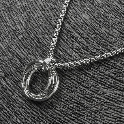 Ланцюг із кулоном сріблястого кольору Stainless Steel кільця застібка карабін розмір кулона 20х20 мм довжина 70 см, фото 1