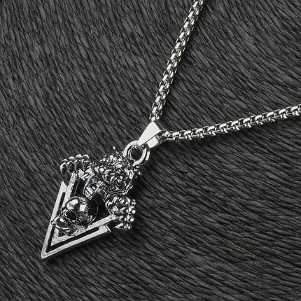 Цепь c кулоном серебристого цвета Stainless Steel тигр застёжка карабин размер кулона 40х25 мм длина 70 см, фото 1