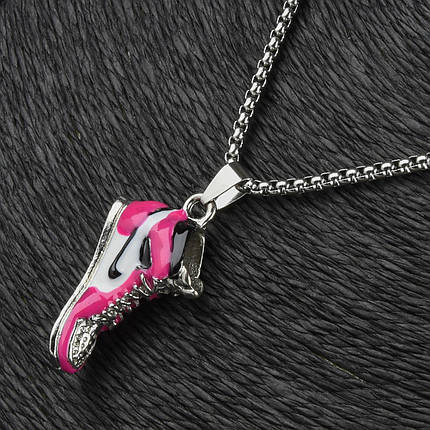 Ланцюг із кулоном сріблястого кольору Stainless Steel кросівок застібка карабін розмір кулона 33х15мм довжина 70 см, фото 1