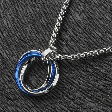 Ланцюг із кулоном сріблястого кольору Stainless Steel кільця застібка карабін розмір кулона 20х20 мм довжина 70 см, фото 2