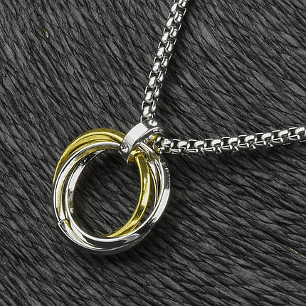 Ланцюг із кулоном сріблястого кольору Stainless Steel кільця застібка карабін розмір кулона 20х20 мм довжина 70 см, фото 1