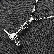 Ланцюг із кулоном сріблястого кольору Stainless Steel мікрофон застібка карабін розмір кулона 40х40 мм довжина 70 см, фото 4