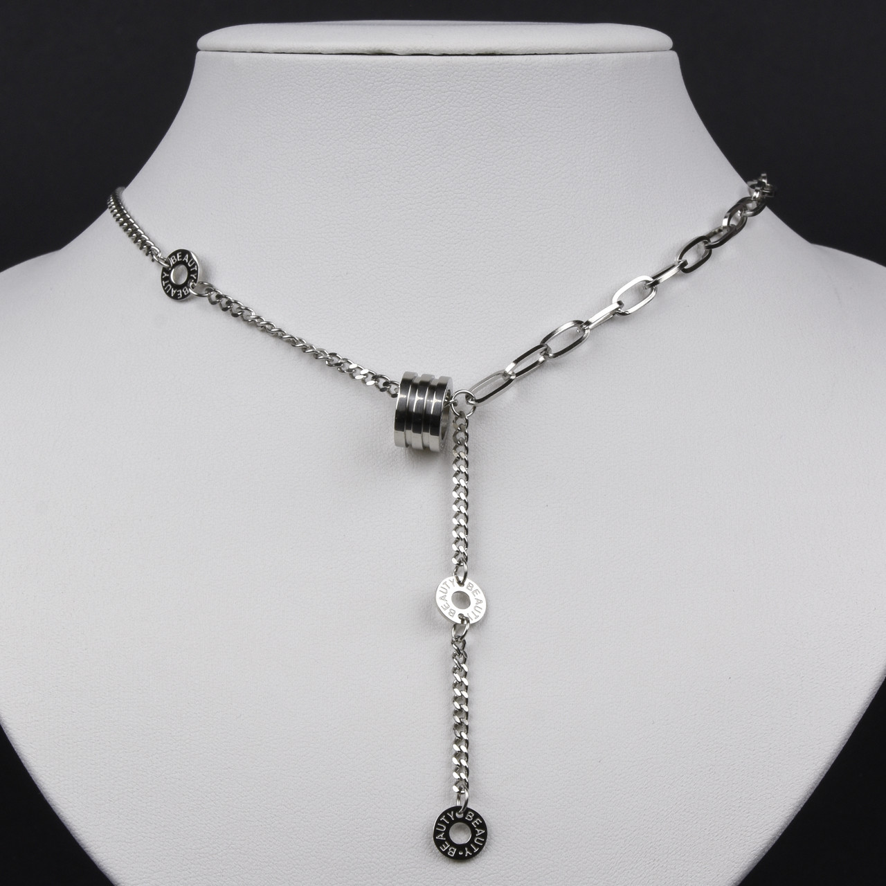 Ланцюг із кулоном сріблястого кольору Stainless Steel з висулькою застібка карабін із подовжувачем довжина 55 см