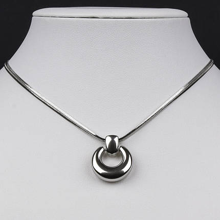 Ланцюг із кулоном сріблястого кольору Stainless Steel з мінімалістичним кулоном застібка карабін довжина 55 см, фото 1