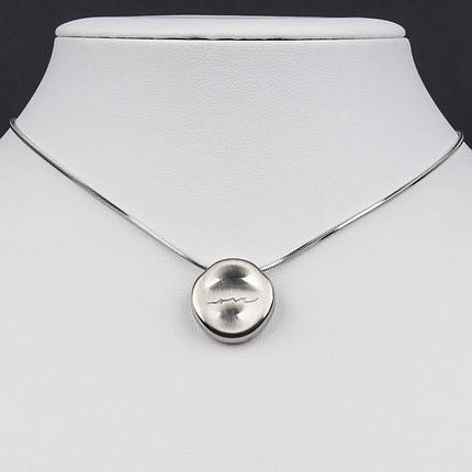 Ланцюг снейк із кулоном сріблястого кольору Stainless Steel медальйон з написом любов застібка карабін довжина 60 см, фото 1