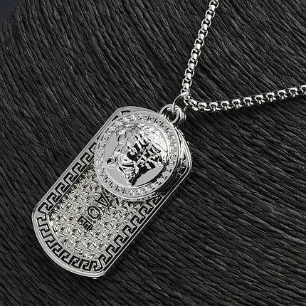 Ланцюг із кулоном 2 шт. голова та кулон Версасе Stainless Steel розмір 50х30 мм розмір ланцюга 70 см 3 мм, фото 2