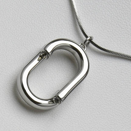 Ланцюжок колір срібло сталь 316 L кулон овальний з кристалами 28х18 мм ланцюг снейк довжин 70 см тлщн 1 мм, фото 2