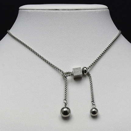 Ланцюжок колір срібло сталь 316 L ланцюжок пропущений через петлю кульки квадрат ланцюг ланки завдовжки 70 см тлщн 2 мм, фото 1