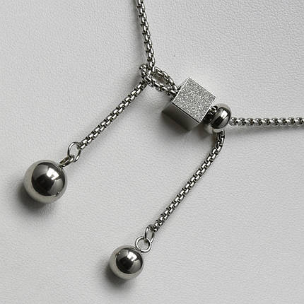 Ланцюжок колір срібло сталь 316 L ланцюжок пропущений через петлю кульки квадрат ланцюг ланки завдовжки 70 см тлщн 2 мм, фото 2