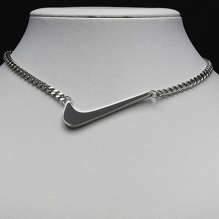 Ланцюжок панцирний + кулон Найк металевий від Stainless Steel срібляста сталь 316 L довг 50 см тлщн мм, фото 2
