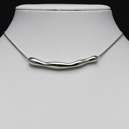Ланцюжок снеїк + кулон вигнутий 60х5 мм від Stainless Steel срібляста сталь 316 L довг 50 см тлщн 1 мм, фото 1