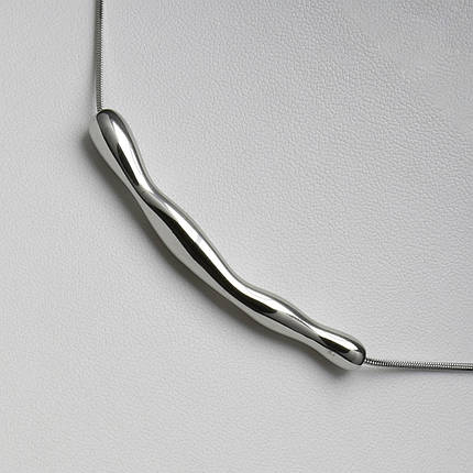 Ланцюжок снеїк + кулон вигнутий 60х5 мм від Stainless Steel срібляста сталь 316 L довг 50 см тлщн 1 мм, фото 2