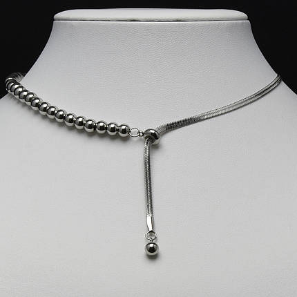Ланцюжок кулон-зашморг регульований від Stainless Steel срібляста сталь 316 L з кульками довжина 50 см тлщн 6 мм, фото 3