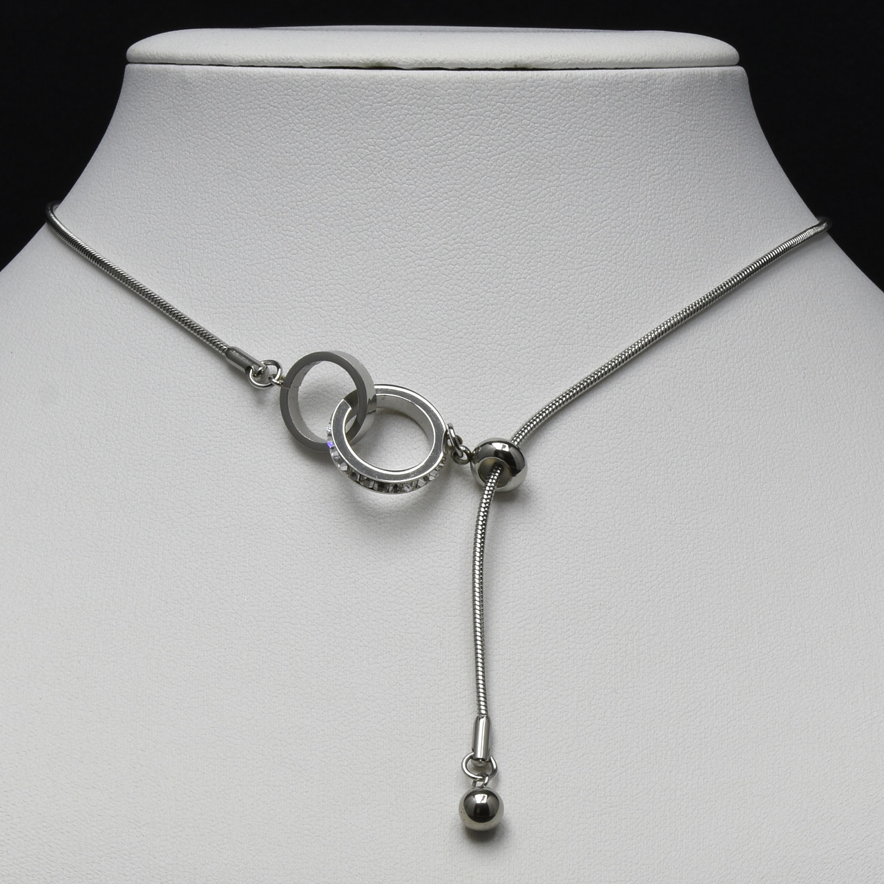 Ланцюжок кулон затяжка регульований від Stainless Steel срібляста сталь 316 L з кільцями довжина 60 см тлщн 1 мм