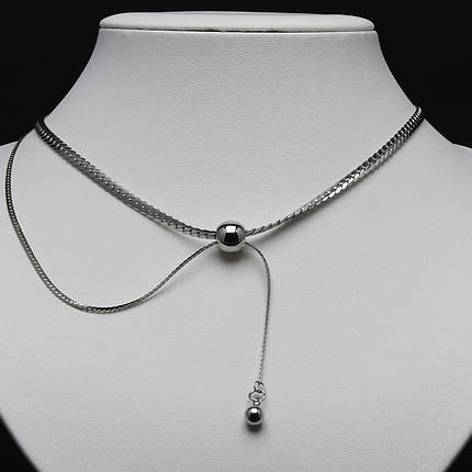 Ланцюжок кулон затяжка регульований від Stainless Steel срібляста сталь 316 L дві кульки завдовжки 50 см тлщн 3 мм, фото 3