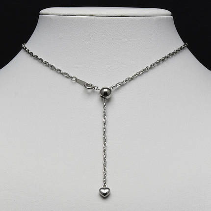 Ланцюжок затяжка регульований з кулоном серце від Stainless Steel срібляста сталь 316 L до 60 см тлщн 2 мм, фото 1