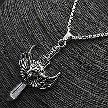 Ланцюг із кулоном меч тигр із крилами сріблястого кольору Stainless Steel розмір 65х35 мм розмір ланцюга 70 см 3 мм, фото 3