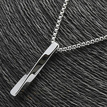 Ланцюг із кулоном кручена паличка сріблястого кольору Stainless Steel розмір 40х5 мм розмір ланцюга 70 см 3 мм, фото 3