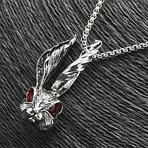 Ланцюг із кулоном заєць із кристалами сріблястого кольору Stainless Steel розмір 45х20 мм розмір ланцюга 70 см 3 мм, фото 4