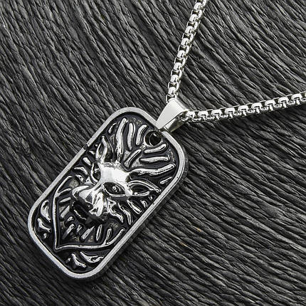 Ланцюг із кулоном дракон сріблястого кольору Stainless Steel розмір 40х25 мм розмір ланцюга 70 см 3 мм, фото 2