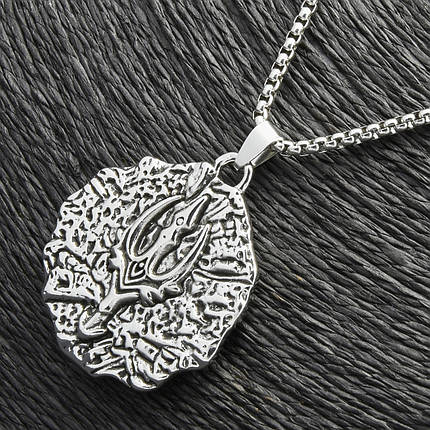 Ланцюг із кулоном морський тризуб сріблястого кольору Stainless Steel розмір 45х40 мм розмір ланцюга 70 см 3 мм, фото 2