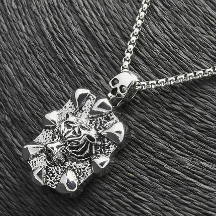 Ланцюг із кулоном тигр із кігтями сріблястого кольору Stainless Steel розмір 45х30 мм розмір ланцюга 70 см 3 мм, фото 2