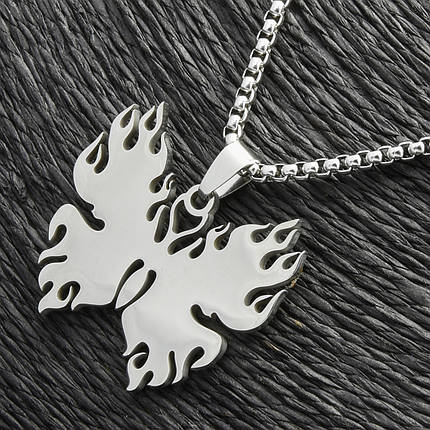 Ланцюг із кулоном метелик сріблястого кольору Stainless Steel розмір 30х35 мм розмір ланцюга 70 см 3 мм, фото 1