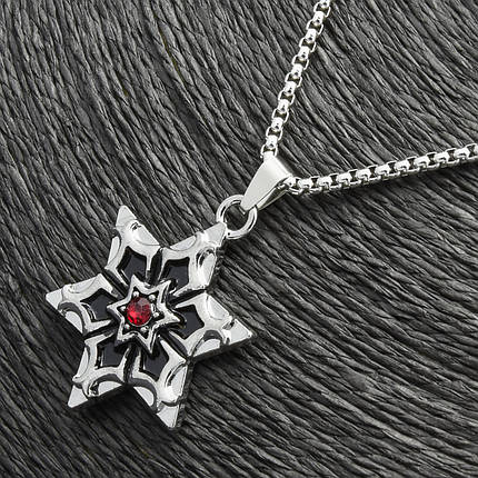 Ланцюг із кулоном зірка з кристалом сріблястого кольору Stainless Steel розмір 30х30 мм розмір ланцюга 70 см 3 мм, фото 2