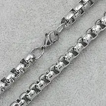 Цепь c кулоном очки серебристого цвета Stainless Steel размер 45х17 мм размер цепи 70 см 3 мм, фото 5