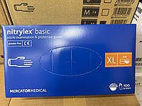 Перчатки нитриловые Mercator Nitrylex BASIC неопудренные, размер XL 100 шт.