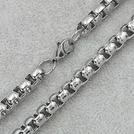 Цепь c кулоном череп серебристого цвета Stainless Steel размер 40х20 мм размер цепи 70 см 3 мм, фото 3