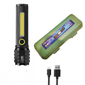 Ліхтар C71/C81-P50+COB Li-Ion акумулятор. zoom ЗУ mircoUSB Box, фото 4