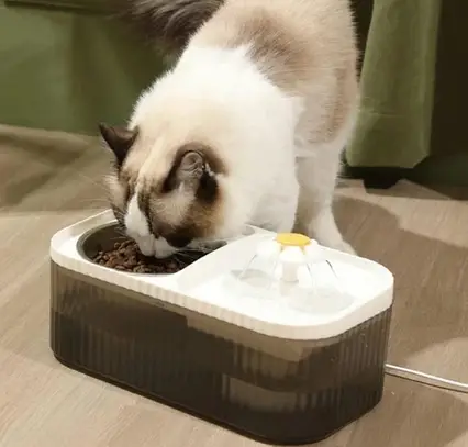 Фонтан поїльник для води та годівниця 2 в 1 для вихованців, Автоматична годівниця-поїльник для хатніх тварин, фото 1