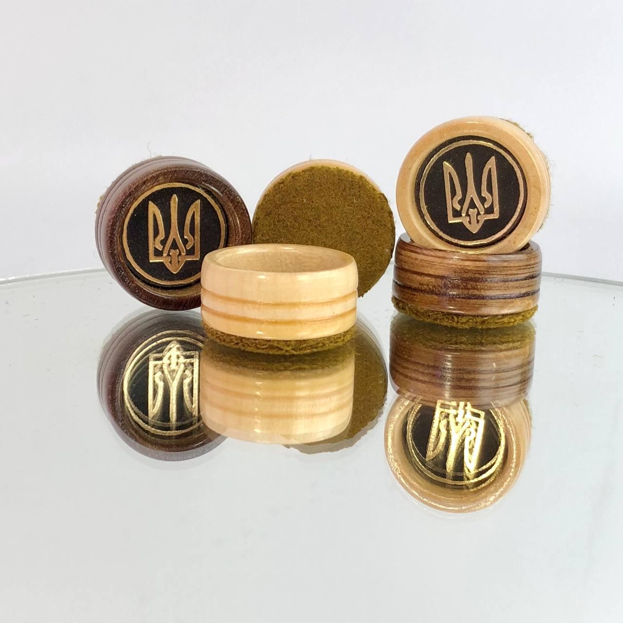 Фішки для гри нарди дерев'яні 26×12мм з шкіряною вставкою, фото 1