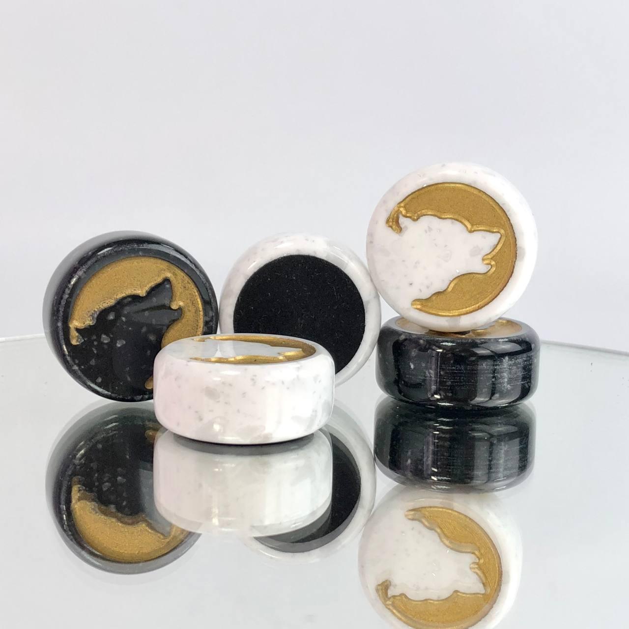 Фішки для гри нарди 27×12мм гравірування Вовк, фото 1